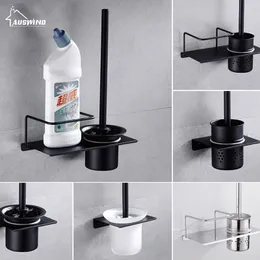 304 Stainless Steel Toilet Brush Holder Polished Black Stand Free Punching Holders Bathroom Accessories Sets HY Y200407