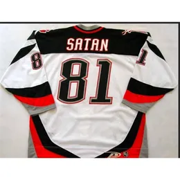 Chen37 Men Youth Women Vintage Hockey＃81 MIROSLAV SATAN 2002-03ゲーム装着Hockeys Jersey Size S-4XLまたはカスタム任意の名前Numbe