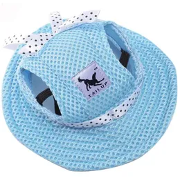 Gorra de princesa con visera redonda para perro, gorra con visera para perros de compañía, gorra de sol porosa de malla deportiva al aire libre ajustable con orificios para los oídos