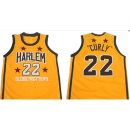 Chen37 رجال نادر الرجال شباب النساء قديمة فريد "Curly" Neal #22 Harlem Globetrotters كرة السلة Jersey Size S-5XL أو مخصصة أي اسم أو رقم قميص