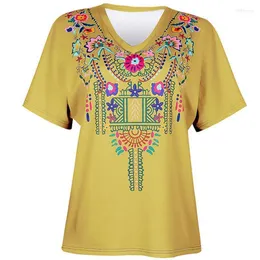 Kadınlar Yaz Nakış T-Shirt Çiçek Baskı V Yaka Kısa Kollu Kızlar T-Shirts Ladies Floral Tee Shirt1 Phyl22