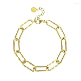 Link Chain Simple Golden Rostly Steel Armband Metal Hollow Paper Clip Bambu Women Luxury Jewelry Gift Wholesale Kent22