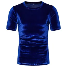 Męskie tshirts Summer Men Velvet okrągła szyja krótki rękaw