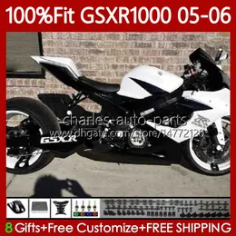 Suzuki GSXR 1000 CC K5 GSX-R1000 2005 2006 Bodywork 122NO.167 GSXR-1000 GSXR1000 1000CC 05 06 GSX R1000 05-06注入型フェアリングキット光沢のある白