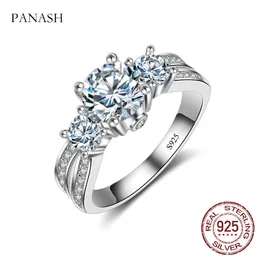 Panash Luxury 1.5CT CZ Zircon Wedding Engagement Band för kvinnor Sterling Silver 925 Ring Fine Jewelry Bridal Ring JZR036