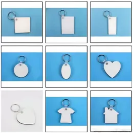 10 Stile, blanko, DIY-Schlüsselanhänger, Partygeschenke, Kleinigkeiten, MDF-Holz-Schlüsselanhänger, Thermotransfer, doppelseitiger Schlüsselanhänger, weißes Schlüsselanhänger-Zubehör