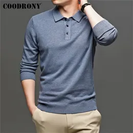 Coodrony Brand Autumn Winter Arrivals Soft Knitwear Jerseys Pure Color Turn-Down Collar Sweater Pullover Men Clothing C1314 220815