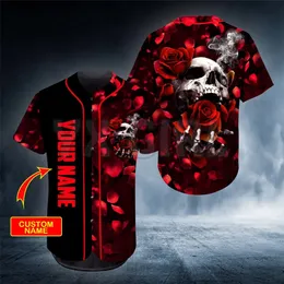 Rose Blood Skull Custom you you the baseball Jersey Shirt Love Gail