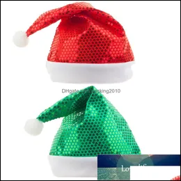 Craft Tools Arts Crafts Gifts Home Garden 2 Pcs Santa Claus Hats Comfortable Hair Supplies Festive Head-Wears Red Green Drop Delivery 202