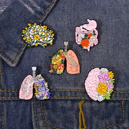 Organs Flower Enamel Pins Body Internal Heart Brain Lung Plant Butterfly Brooch Lapel Feminism Badge Medical Jewelry Punk Gifts