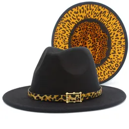 Leopard Panama Top Hat Donna Uomo Fedora Felt Hats Donna Fedoras Uomo Wide Brim Cap Women's Fashion Autunno Winter Caps Party Christmas Gift