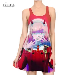 Anime Darling InThe Franxx Null Zwei 3D Druck Frauen Mode Casual Ärmelloses Kleid Sexy Schlank Sommer Strand Wind 220617