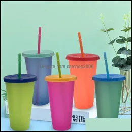 Tazze Bicchiere riutilizzabile che cambia colore Bicchiere ecologico in plastica per acqua fredda Dhl5T