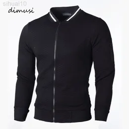 Dimusi herrtröjor man solid färg tröja smala jackor mode mäns hip hop hoodies vindjacka sportkläder träningskläder l220730
