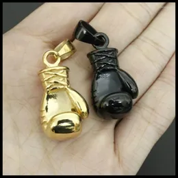 Anhänger-Halsketten 1 Stück Est Jewelry Kleiner goldener schwarzer Boxhandschuh 316L Edelstahl Punk-Stil AnhängerAnhänger-HalskettenAnhänger