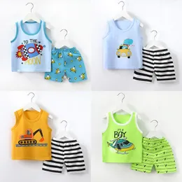 Summer Children's Vest Set Pure Cotton Baby Sleeveless Vest 2-Piece Clothes Boy's Clothing Set Kids Toddler Clothes 1173 E3
