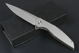 Special Offer R8124 Flipper Folding Knife D2 Gray Titanium Coating Blade CNC TC4 Titanium Alloy Handle Ball Bearing EDC Pocket Knives