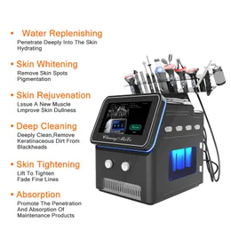 Oxigênio jato 10 in1 hydra dermoabrasão máquina facial hidreassônica Microdermabrasão hidráulica Máquinas de oxigênios de oxigênio com spray de oxigênios com martelo frio e frio