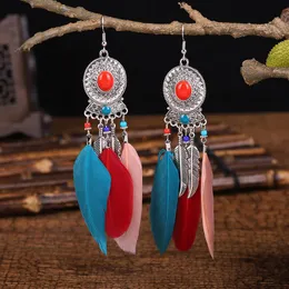 Dangle żyrandol Bohemian etniczne frędzane frędzane kolczyki dla kobiet retro kolorowe kreatywne długie damskie biżuterię