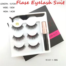 2022 Quente Falso Eyelash Terno Três pares de Magnetic Eyeliner Set Ímã Tridimensional Multi-Camada 3D Cílios Falsos