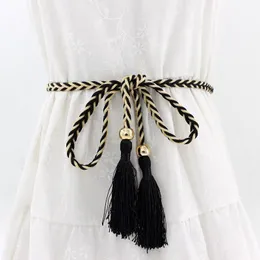 Cintos, senhoras, franqueado cintura fina de canto decoração de correia corda com cor mista de cinto de cinto feminino misto de fêmea de breta