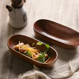 Japanese Style Dried Fruit Dish Solid Wood Tableware Food Serving Tray Desserts Snack Dishes Household Plate Dinnerware 220418