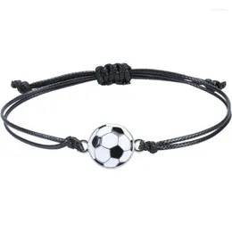 Beaded Strands Football Ball Charm Armband för Boy Girl Sports flätad unisex Justerbar vaxlinje Fan Giftbead Lars22