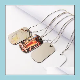 Pendant Necklaces Pendants Jewelry Sublimation Blank Necklace Metal Heat Transfer Creative Dog Tag Diy Hip Hop Decorative With Chain For M