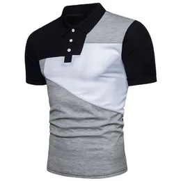 Sommer Casual Slim Streetwear Fashion Patchwork Kurzarm T-shirt Turndown Kragen Polo Shirt Herren Kleidung 220614