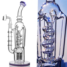 New Dab Rig tubo reto curvo roxo narguilé em espiral Camada de filtro embutida Coletor de fumaça Bongos de vidro de 12,5 polegadas