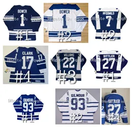 SL Vintage Doug Gilmour Leafs Хоккей Джерси Вендел Кларк Мэйпл коврик Сундин Тим Хортон Майк Палмейтер Лэнни Макдональд Дэррил Ситтлер галстук Доми