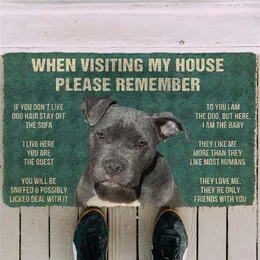 3D Basılı Lütfen Hatırlamak Pitbull Köpekleri Ev Kuralları Özel Paspas Kaymaz Kapı Kat Paspaslar Dekor Porch 04 220401