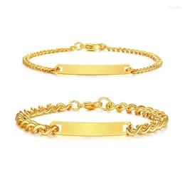 Link łańcuch złoty kolor bransoletki dla par mężczyzn Kobiet Kobiet Her Her Her Her Staliless Biżuteria Moda Akcesoria Świąteczne Prezenty urodzinowe