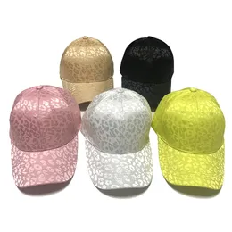 Vuxen Leopard födelsedagshatt rosa guld svart sommar trucker cap Silk känner smidig solhat domil1116