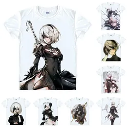 Erkek Tişörtler Coolprint anime gömlek Nier Automata Çok Stil Kısa Kol Ana Karakter 2b Yorha 9s Cosplay Motivs Gömlek Edicileri