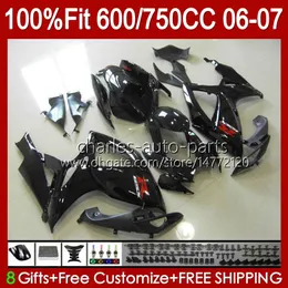 OEM glossy black Body For SUZUKI GSXR-600 GSXR750 K6 GSX-R750 06-07 Bodywork 130No.81 GSXR 750CC 600CC 750 600 CC GSXR600 06 07 GSXR-750 2006 2007 Injection mold Fairing
