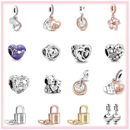 New 925 Sterling Silver Mother's Day Mom Heart Lock Pendant Diy Fine Beads Fit Pandora Charms Jewerly Bracelet Gift Accessories