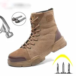 Ståltåstövlar för män Militärt arbete oförstörbara skor Desert Combat Army Safety Shoes 36-48
