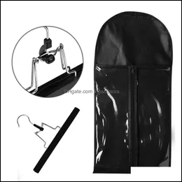 Упаковка для волос продукты черная упаковочная сумка для удлинителя включают вешалку и парики для хранения.