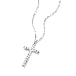 Chains 0.9ct Classic Moissanite Cross Clavicle Necklace Chain D Color 925 Sterling Silver For Women Sparkling Party Fine JewelryChains