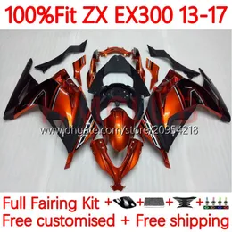 카와사키 닌자 ZX300 ZX3R에 대한 주사 페어링 ZX 3R 300R ZX-300R 13-17 35NO.21 EX300R ZX-3R ZX300R 13 14 15 16 17 2014 2015 2017 2017 OEM BODY ORANGE BLACK