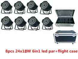 8 x 24x18 W LED PAR LUCES CON 1フライトケースUV 6IN1 RGBWA LED PAR LUZ