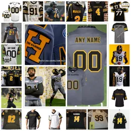 CFL CFL Hamilton Tiger-Cats Jersey de futebol Dane Evans 13 Jalen Morton 12 Jamie Newman 86 Bralon Addison 17 Emmanuel Butler 82 Steven Dunbar Tyler Ternowski Jersey