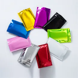 100pcslot Özelleştirilmiş Renkli Alüminyum Folyo Depolama Plastik Baskılı Kendi Sızdırmazlık Hediye Çantaları 220704