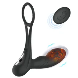 Aquecimento de massageador de próstata ANGRATOR ANGRATOR ANGULAR Plug Plug Remote Remote Adult Products Atraso ejaculação brinquedos sexy para homens