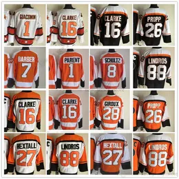 1967-1999 Movie Retro CCM Hockey Jersey zszyte 1Bernieparent 16Bobbyclarke 26brianpropp 27ronhextall 88ericlindros 8daveschult 7Barber Vintage Jerseys