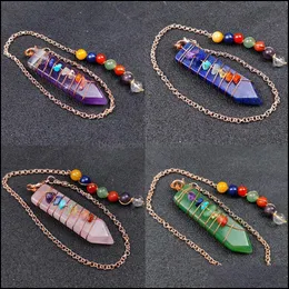 Charms Schmuckzubehör Komponenten 7 Chakra Reiki Tigerauge Pendel Naturstein Pfeil Nce Heilenergie Yoga Anhänger für Wünschelruten Quarz