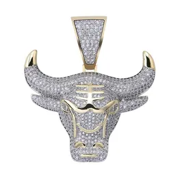 Bull Topgrillz Demon King King Gold Chain Silver Iced Out CZ Necklace Men con catena di tennis Hip Hop/Punk Fashion Jewelry232R