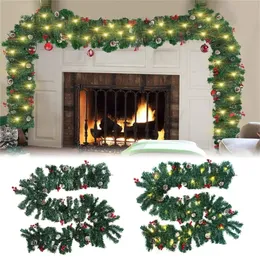 270 cm Christmas Garland Green Christmas Rattan LED -lampor Xmas Home Party Decoration Supplies New Year Christmas Decoration T200909