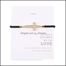 Cadeia de link Bracelets Jóias mais recentes designers Cross Cross Copper Inclaid Zircon Bracelet Charm Fashion Moda de alta qualidade corda gif dhxq1